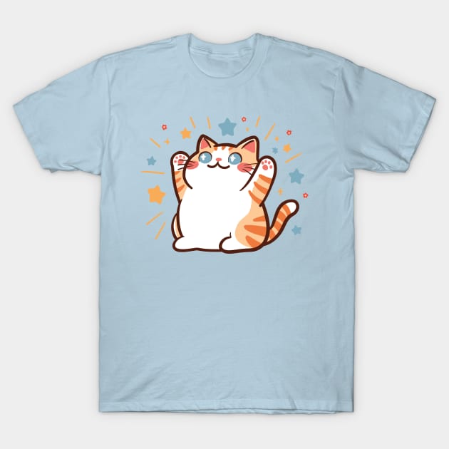 Pawsitively Happy Cat T-Shirt by KilkennyCat Art